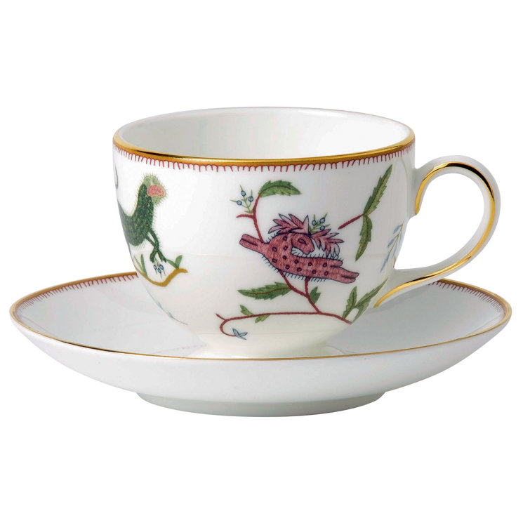 Mythical Creatures Bone China Teacup and Saucer with Gold Rim
