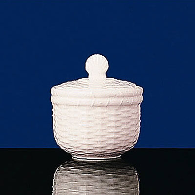 White Fine Bone China Embossed Sugar Bowl with Lid