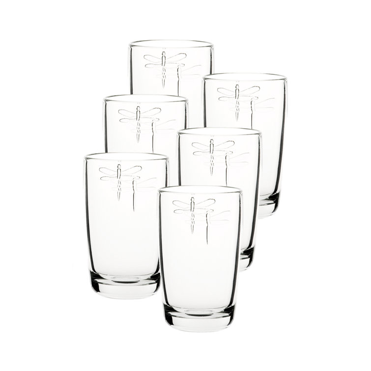 14oz Clear Dragonfly Embossed Highball Glass Set of 6
