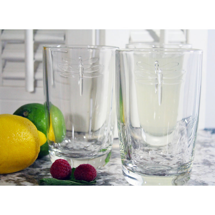 14oz Clear Dragonfly Embossed Highball Glass Set of 6