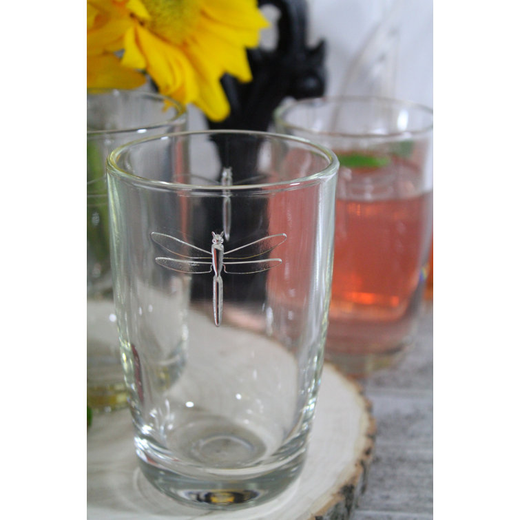 14oz Clear Dragonfly Embossed Highball Glass Set of 6