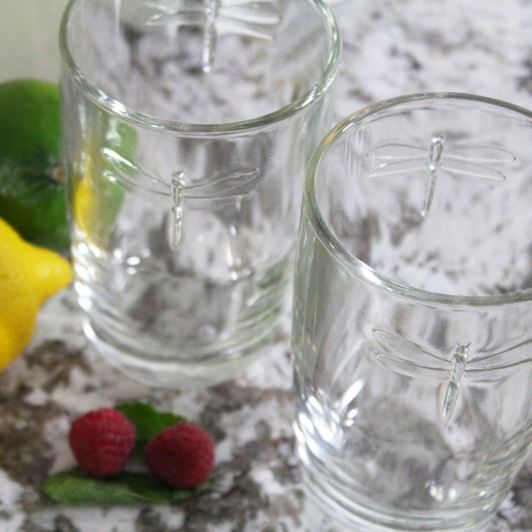14oz Clear Dragonfly Embossed Highball Glass Set of 6