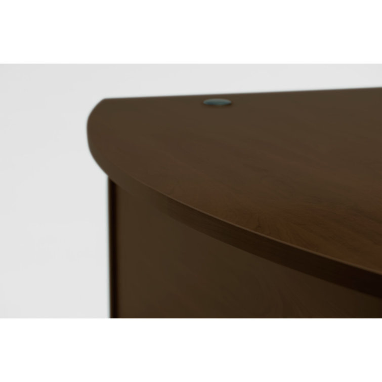 Executive Mocha Cherry L-Shaped Desk with Filing Cabinet and Keyboard Tray