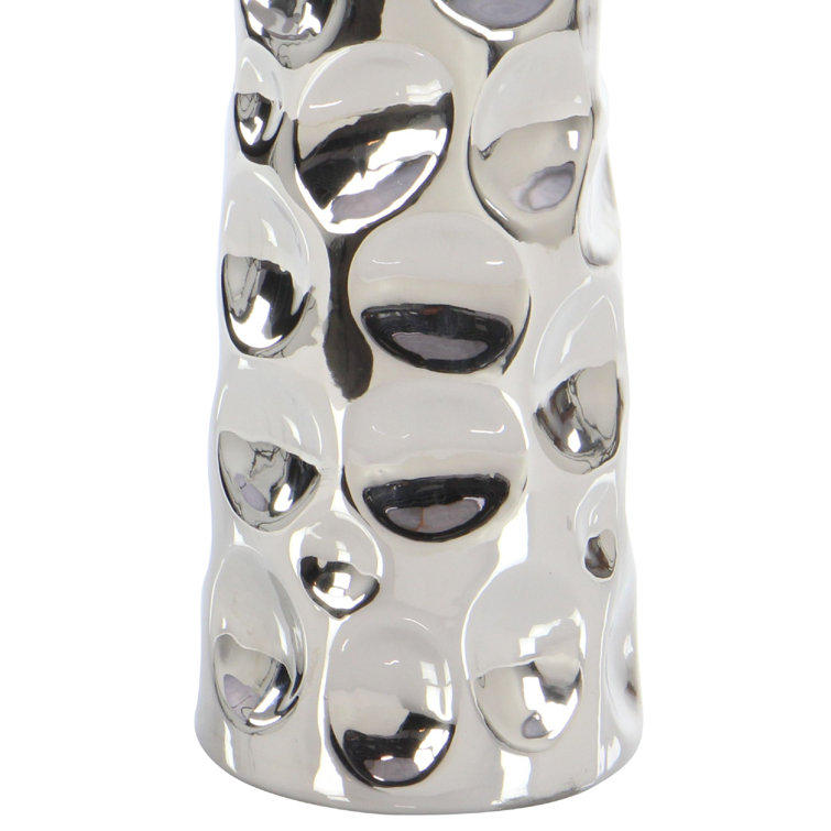 Elegant Silver Ceramic Floral Bouquet Vase 6" x 20"