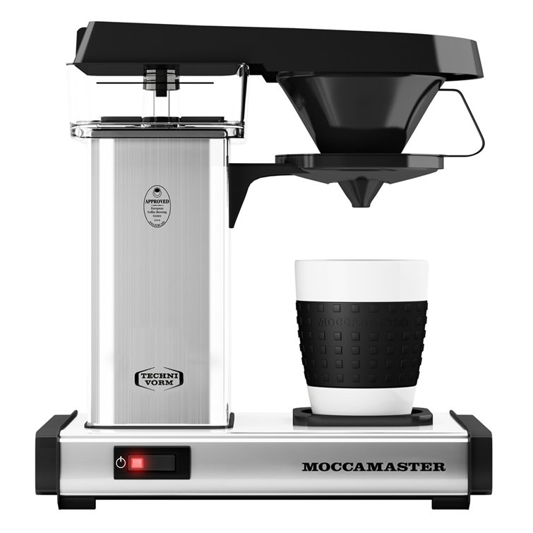 Sleek Silver Moccamaster 10oz Single-Serve Coffee Maker with Auto Shutoff