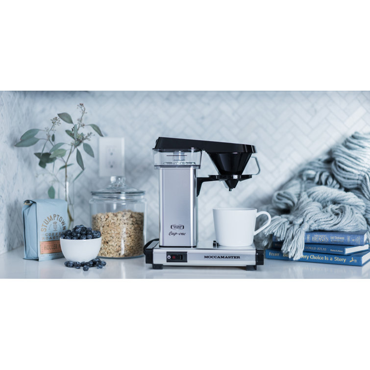 Sleek Silver Moccamaster 10oz Single-Serve Coffee Maker with Auto Shutoff