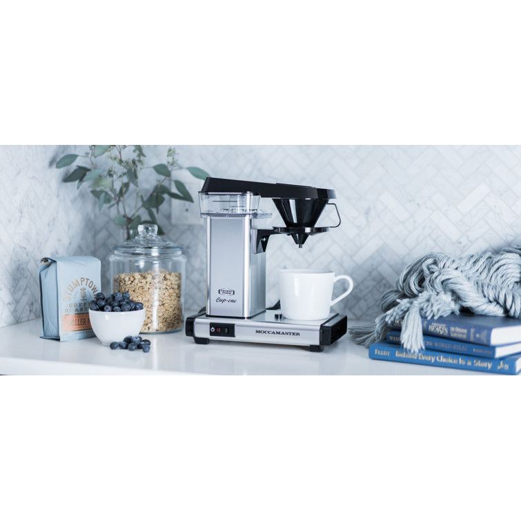 Sleek Silver Moccamaster 10oz Single-Serve Coffee Maker with Auto Shutoff