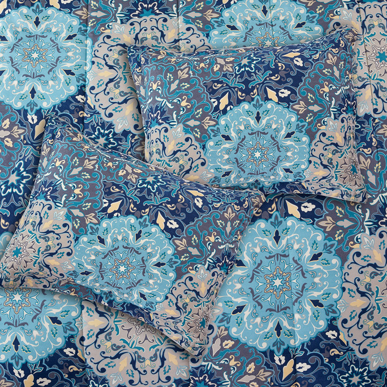 Granada Blue Reversible Microfiber Full Comforter Set