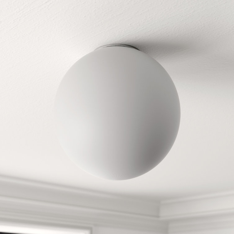 Matte White Hand Blown Glass Globe Flush Mount Light