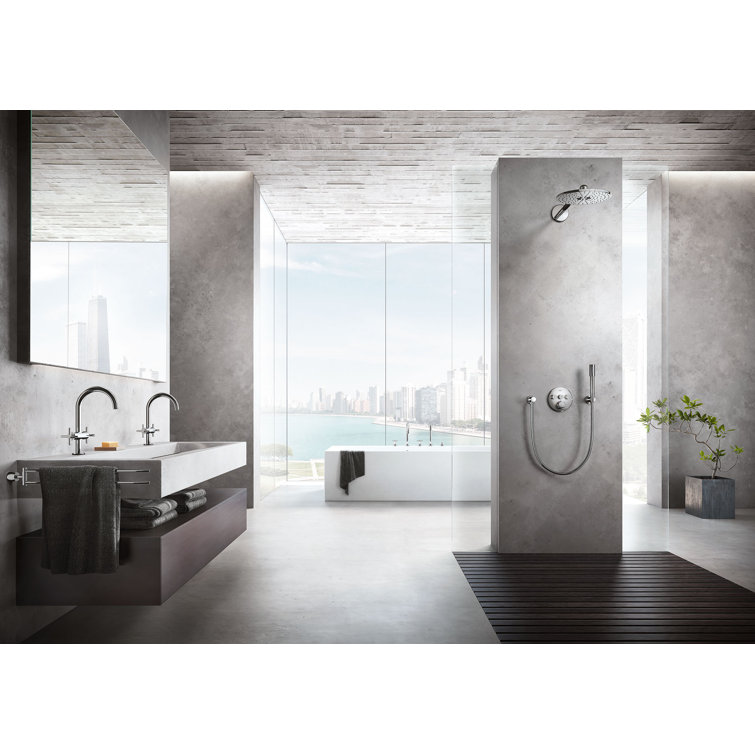 Moon White Metal Wall-Mounted Shower Trim with Push-button Diverter