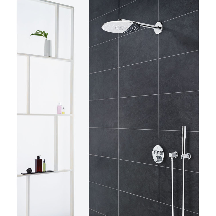 Moon White Metal Wall-Mounted Shower Trim with Push-button Diverter