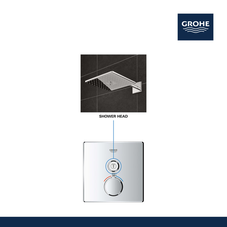 Gold Wall-Mounted Thermostatic Shower Trim with Push-Button Diverter