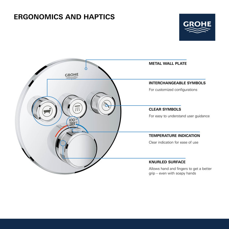 Grohtherm Starlight Chrome Triple-Function Shower Valve Trim Kit