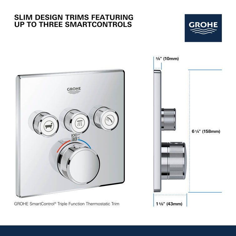 Grohtherm SmartControl Black Wall-Mounted Thermostatic Trim