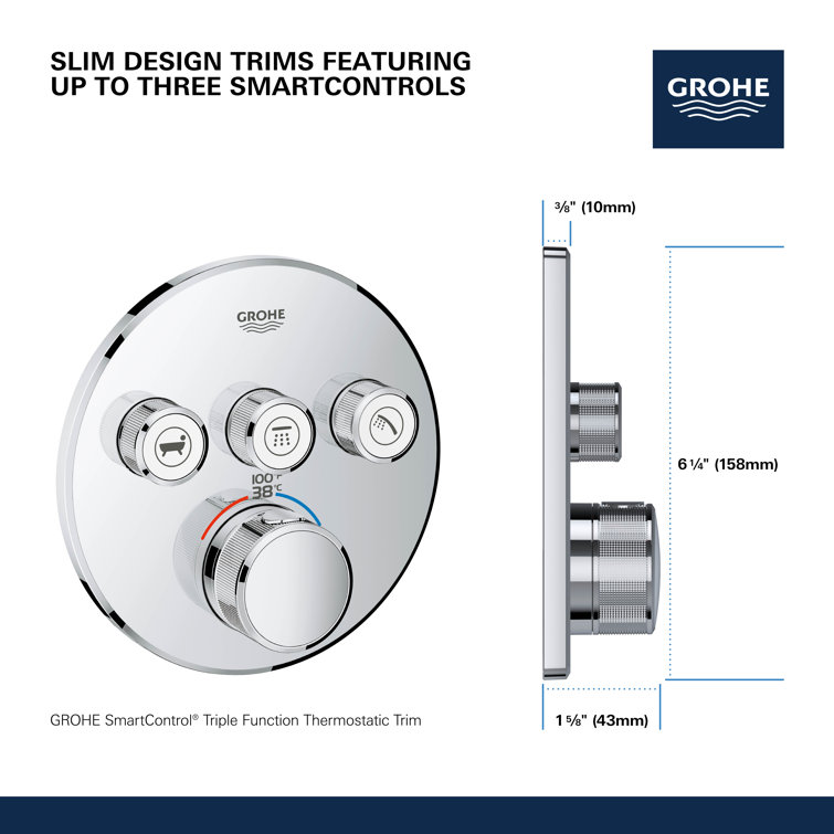 Grohtherm Starlight Chrome Triple-Function Shower Valve Trim Kit