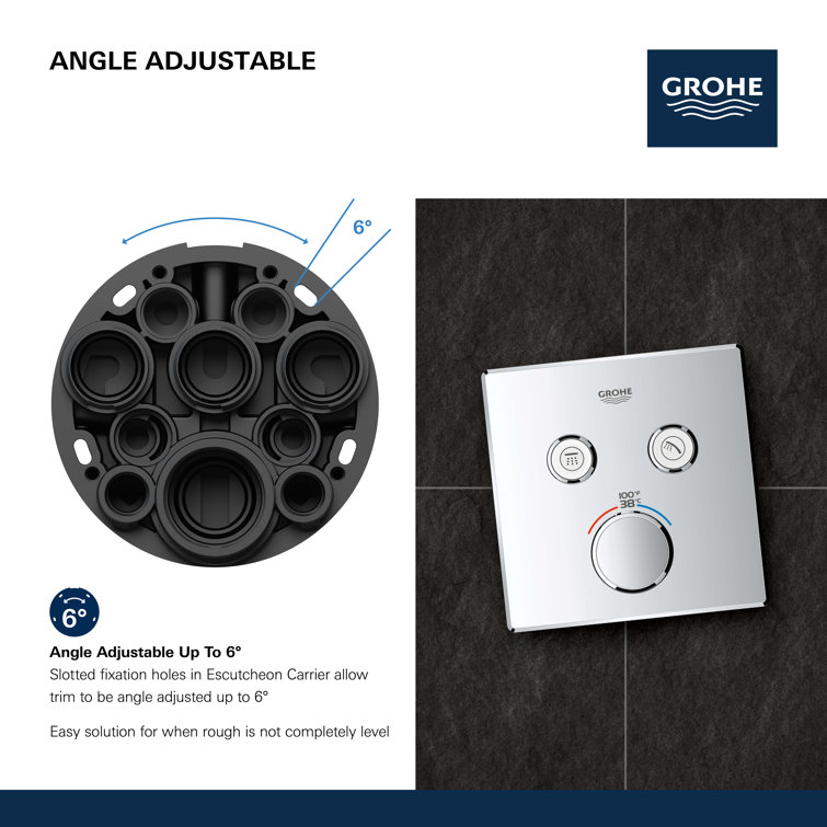 Modern Chrome Wall-Mounted Shower Trim with Push-Button Diverter
