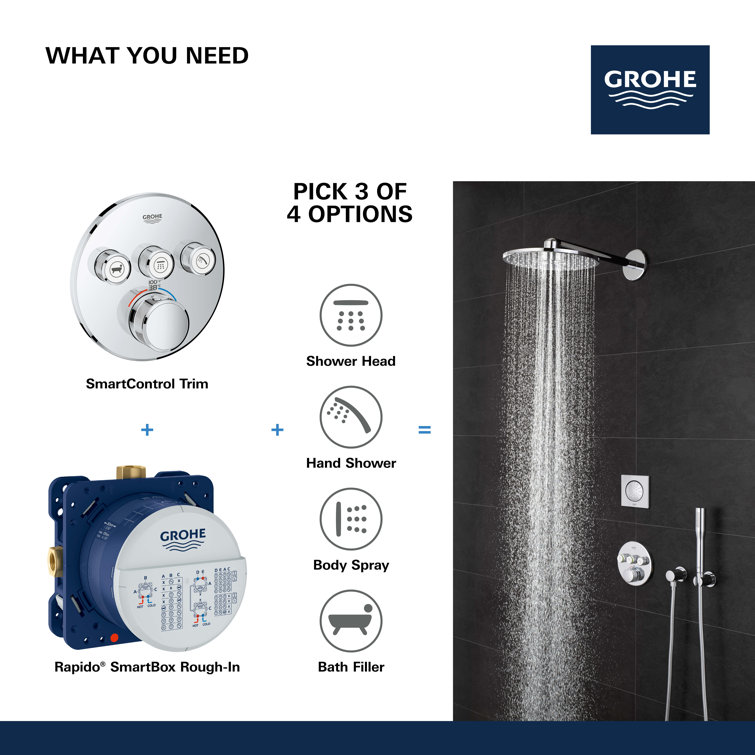 Grohtherm Starlight Chrome Triple-Function Shower Valve Trim Kit