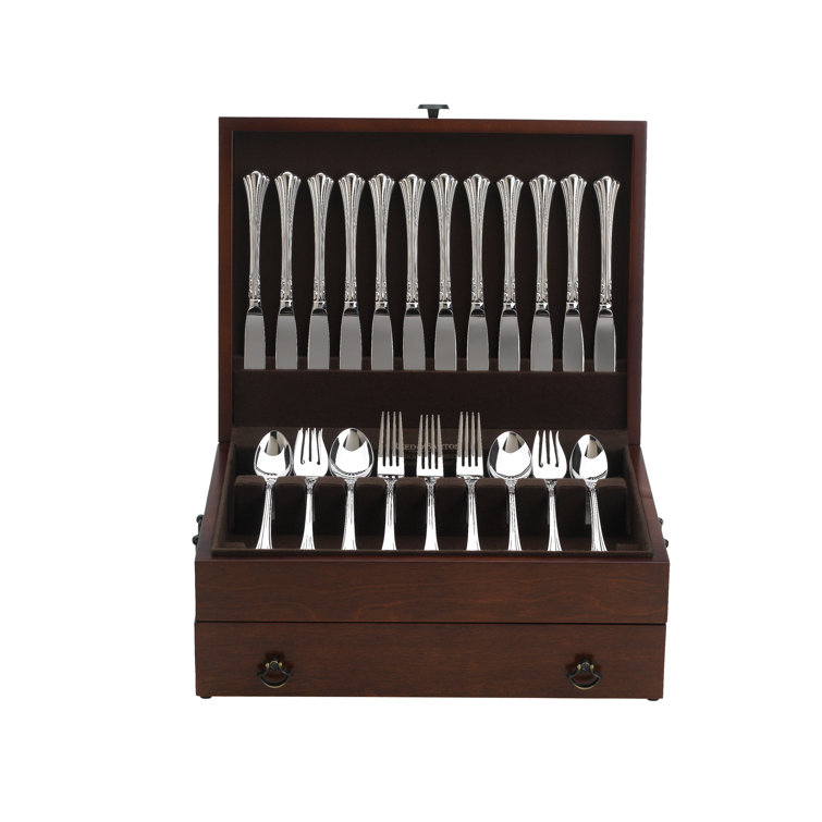 Bristol Cherry Brown Wooden Flatware Chest with Lining