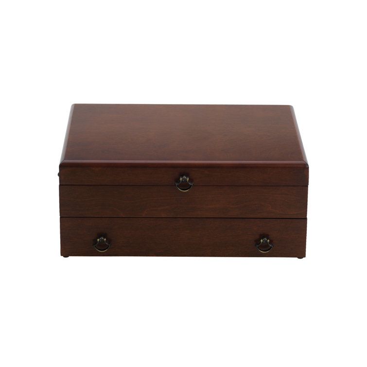 Bristol Cherry Brown Wooden Flatware Chest with Lining