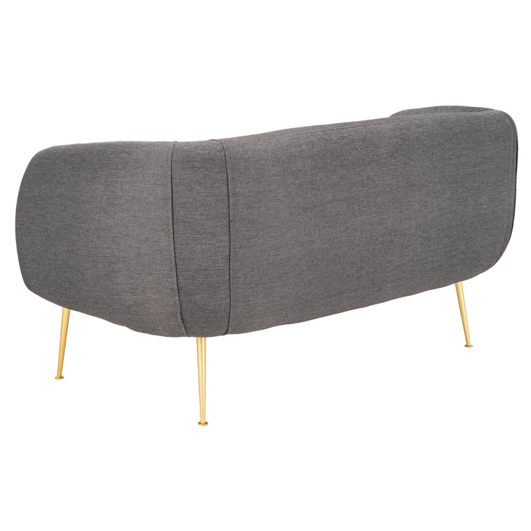 Modern Gray Stone and Gold 55" Stationary Loveseat