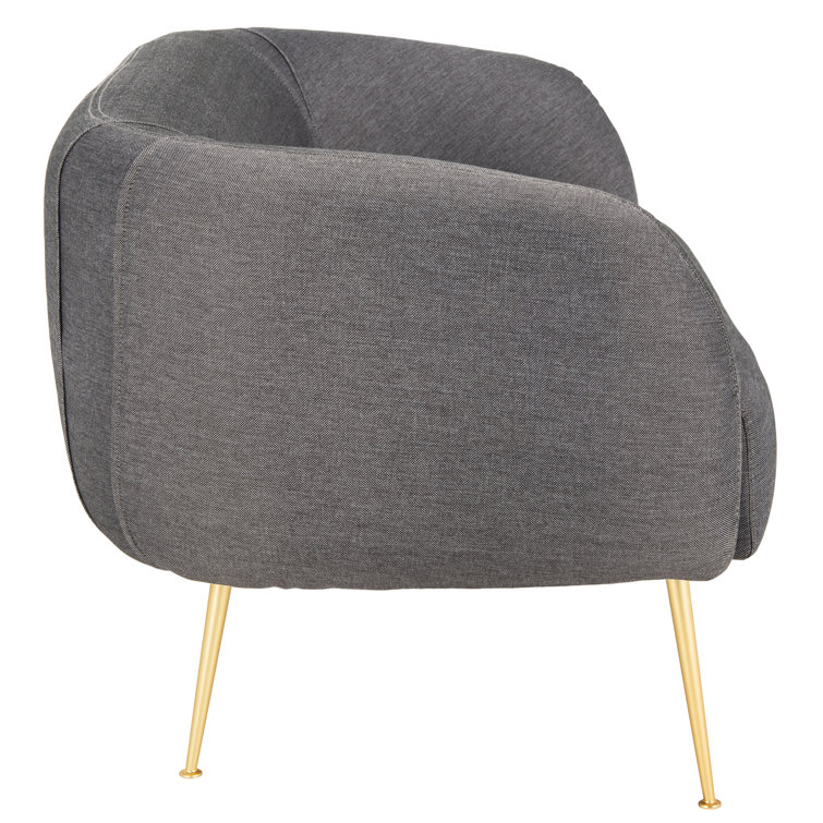 Modern Gray Stone and Gold 55" Stationary Loveseat