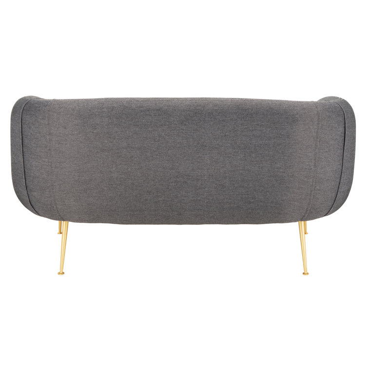 Modern Gray Stone and Gold 55" Stationary Loveseat