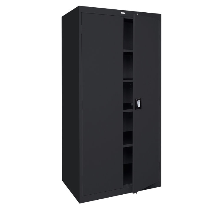 Black Full Height Steel Office Storage Cabinet with Adjustable Shelving