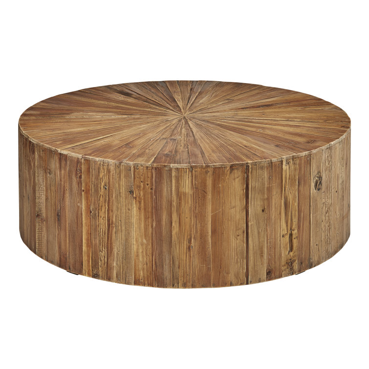 Sunburst Round Brown Wood Coffee Table