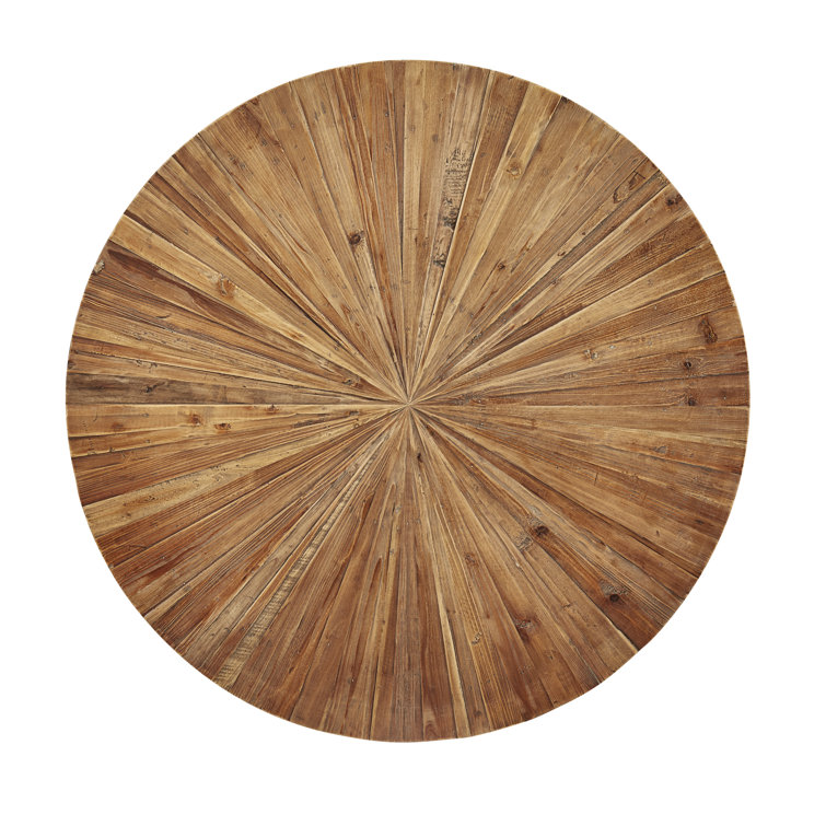 Sunburst Round Brown Wood Coffee Table