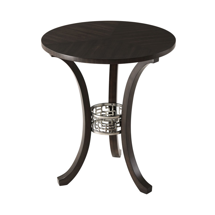 Beechwood Round Side Table with Black Metal Inlay by Anthony Cox