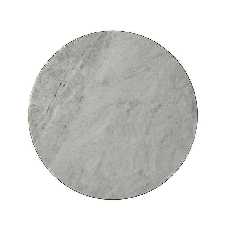 Contemporary Bianco Carrara Marble & Brushed Brass Round Coffee Table