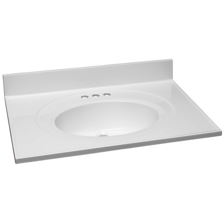 31 Inch White Cultured Marble Vanity Top with Backsplash