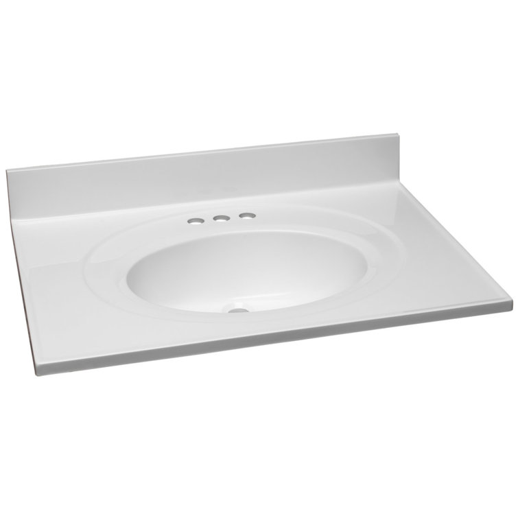 Solid White Cultured Marble 31-Inch Vanity Top with Backsplash