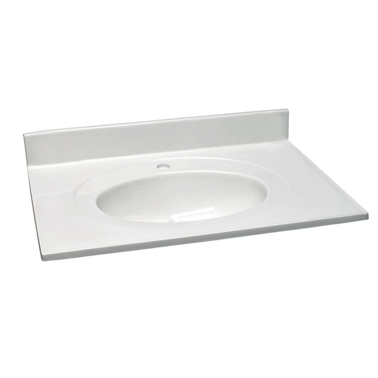 Solid White Cultured Marble 31-Inch Vanity Top with Backsplash