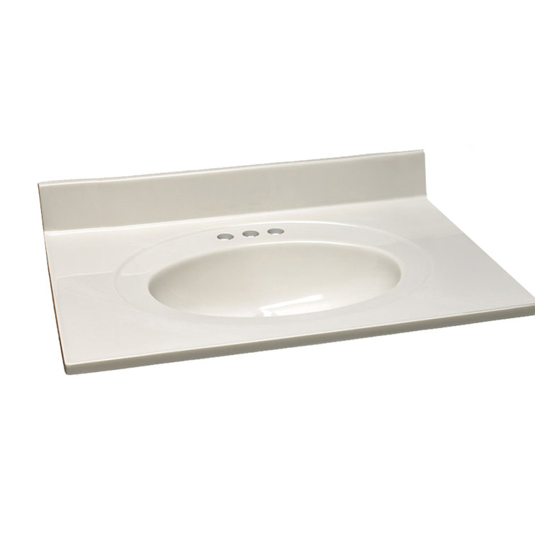 31 Inch White Cultured Marble Vanity Top with Backsplash