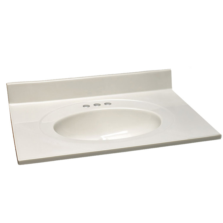 31 Inch White Cultured Marble Vanity Top with Backsplash