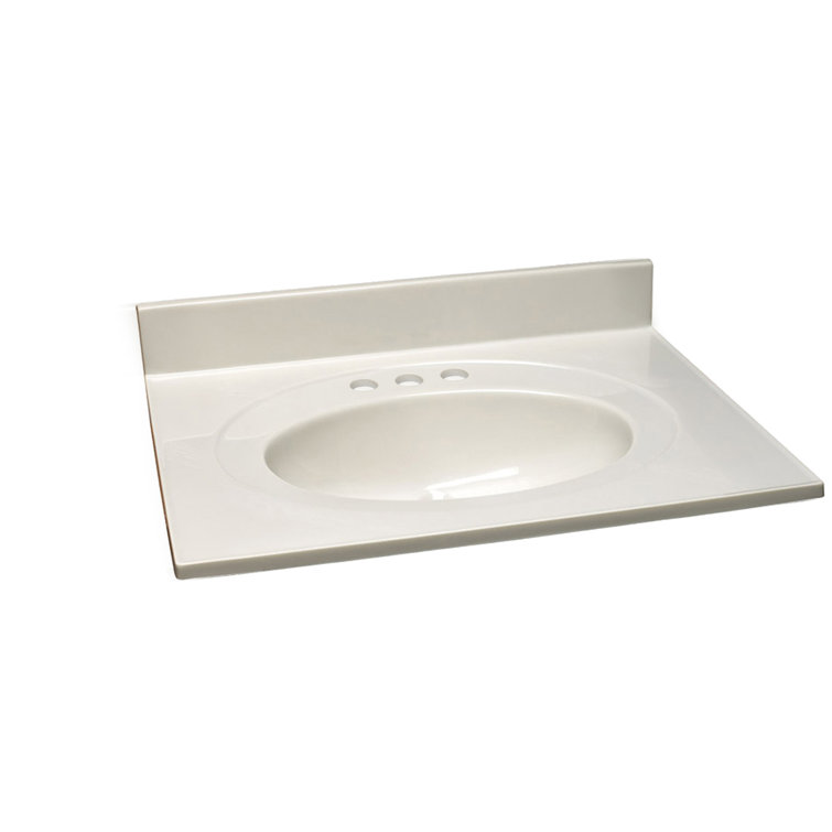25-Inch Ivory Swirl Cultured Marble Vanity Top with Backsplash