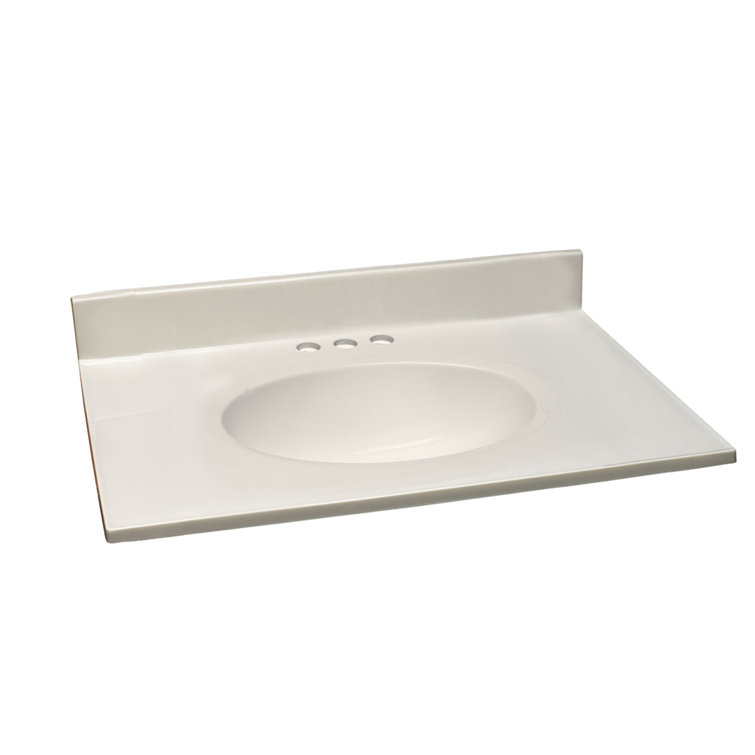 Ivory Swirl Cultured Marble Vanity Top with Integrated Backsplash, 31-Inch