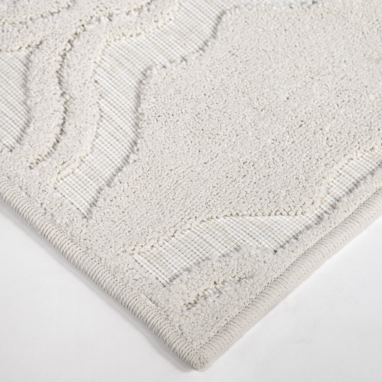 Natural Gray Trellis Synthetic Stain-Resistant Area Rug 9' x 13'