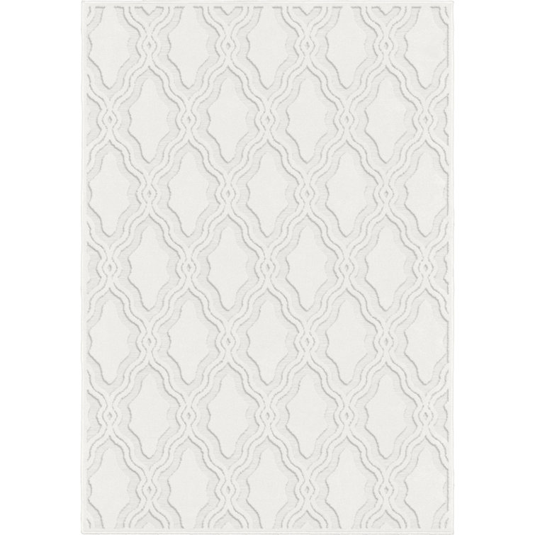 Natural Gray Trellis Synthetic Stain-Resistant Area Rug 9' x 13'