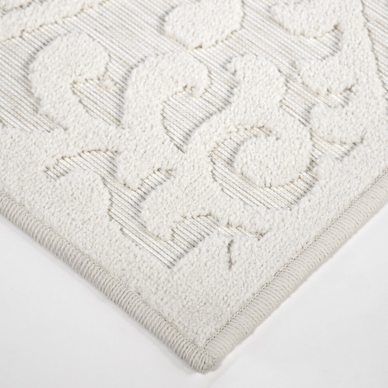 Natural Floral Rectangular Synthetic Indoor/Outdoor Rug