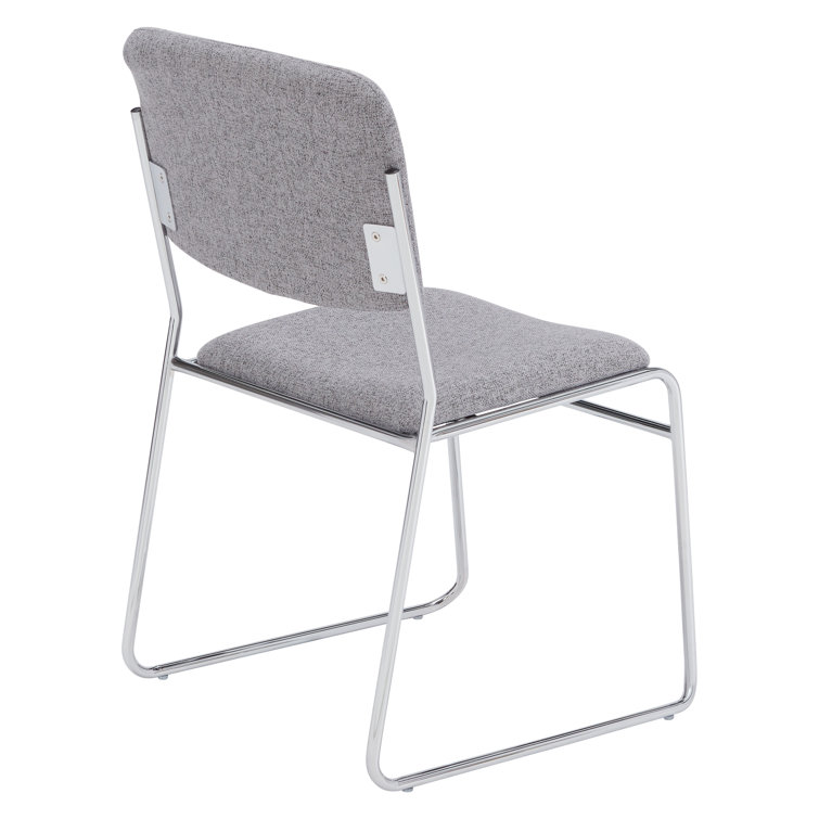 Classic Grey Fabric Padded Metal Stackable Chair