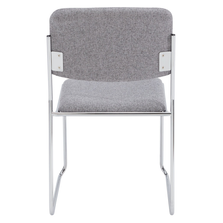 Classic Grey Fabric Padded Metal Stackable Chair