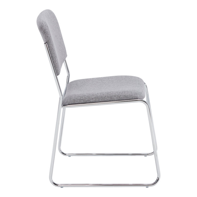 Classic Grey Fabric Padded Metal Stackable Chair