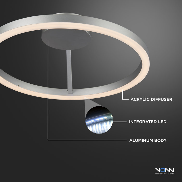 Zuben 20" Satin Nickel Modern LED Drum Ceiling Light