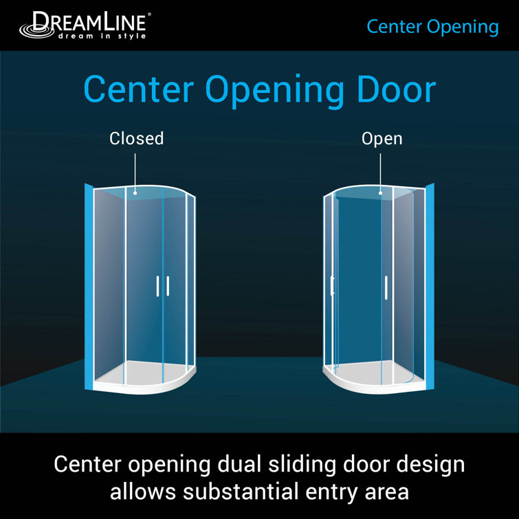 Prime 36" Matte Black Semi-Frameless Sliding Shower Enclosure with Base