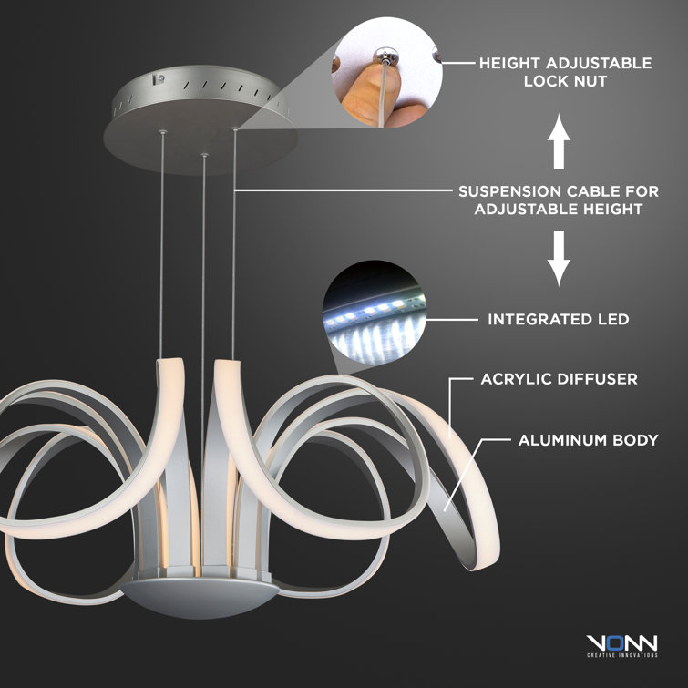 Elysian Crystal Petal LED Chandelier in Satin Silver