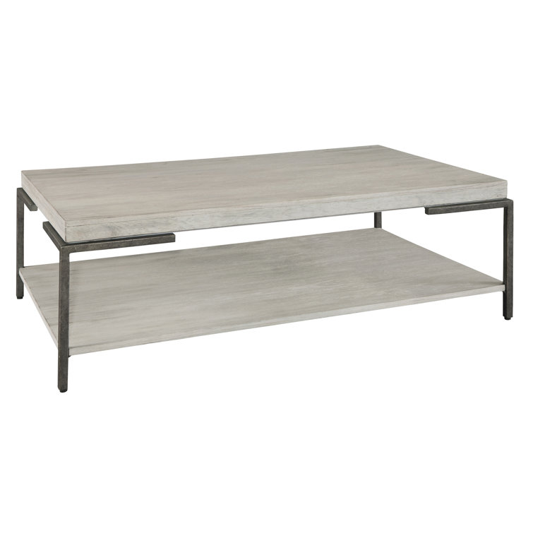 Beige and Black Rectangular Wood Cocktail Table