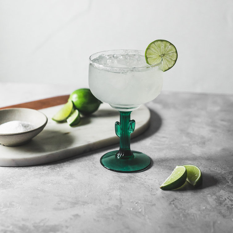 Libbey Green Stem Cactus Margarita Glasses, Set of 4