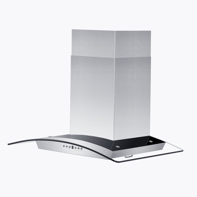 30" Stainless Steel Convertible Wall Mount Range Hood with Glass Canopy